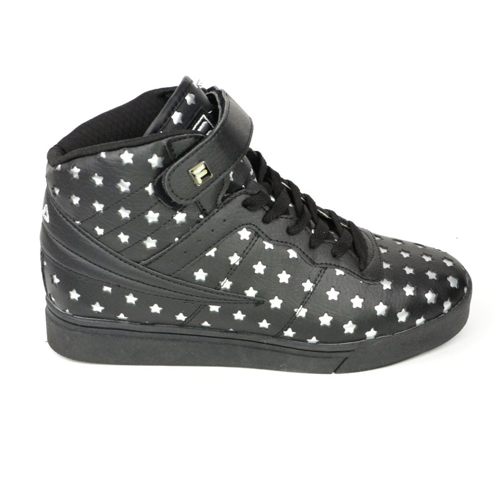 Fila Vulc 13 Stars Women's Size 9 Black & Silver Leather Basketball Sneakers
